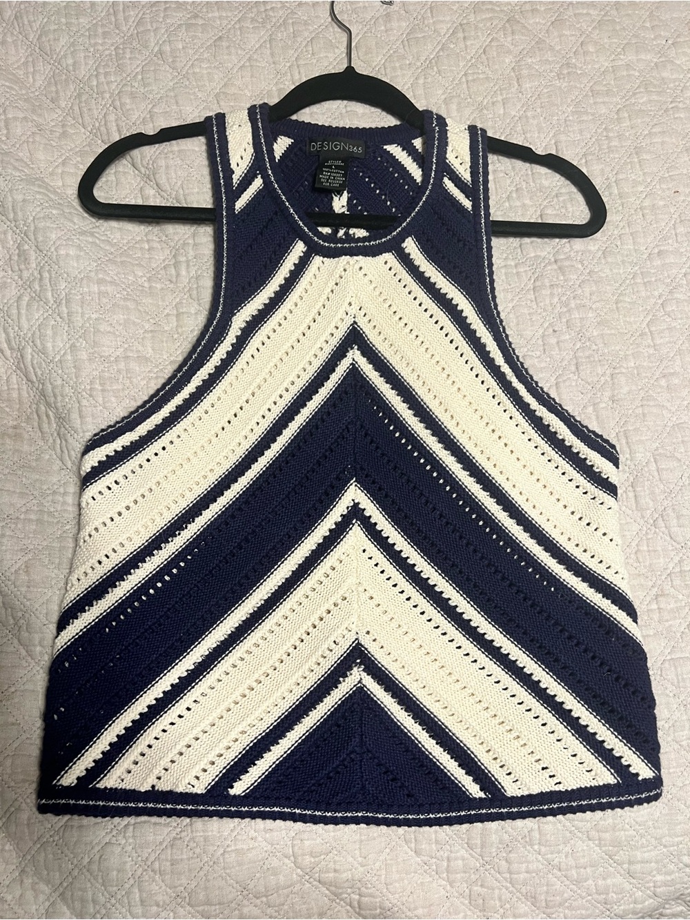 Design365 Navy & White Knit Tank